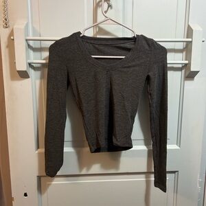 SHEIN Gray Fitted Cut Out Blouse